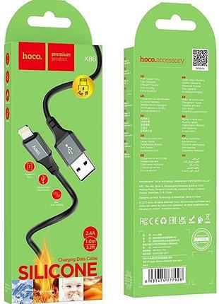 Кабель hoco x86 usb-a to lightning 1 м чорний 4