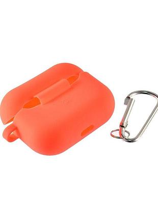 Кейс для навушників soft silicon case з карабіном для airpods pro peach помаранчевий