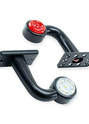 Фонарь габаритный (рог кривой) средний led (к-кт 2 шт) (red-white) autolight