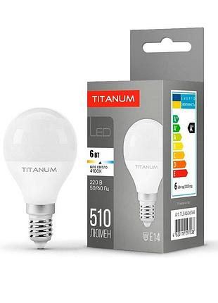 Світлодіодна лампа titanum g45 6w e14 4100k