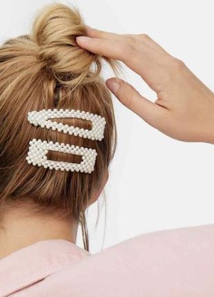 Набір прекрасних 🤍двох перлинних шпильок для волосся