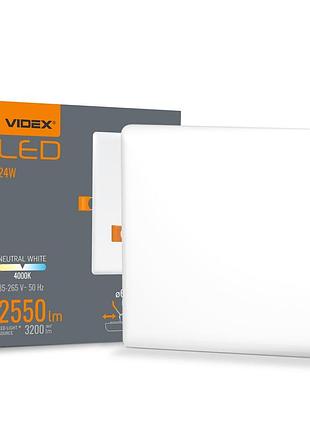 Світлодіодний світильник безрамковий квадратний videx vle-dlfs-244 24w 4000k 220v