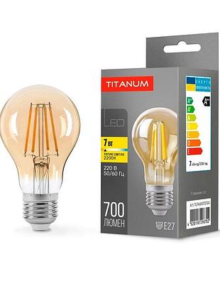 Світлодіодна лампа titanum filament a60 7w e27 2200k бронза