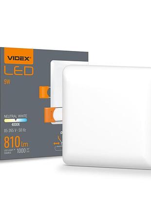 Світлодіодний світильник безрамковий квадратний videx vle-dlfs-094 9w 4000k 220v