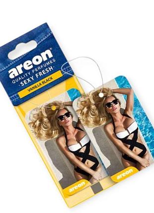 Ароматизатор на зеркало сухой areon лист sexy fresh "vanilla black"
