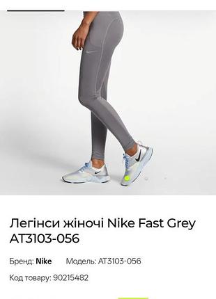 Леггинсы женские nike fast grey 2