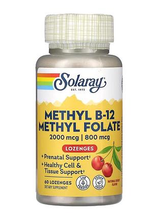 Метилкобаламін та метилфолат, solaray, 60 капсул, для щоденного раціону.