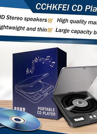 Портативный cd-плеер cchkfei cd player cd766bf bluetooth перезаряжаемый плеер с динамиком и fm радио 4
