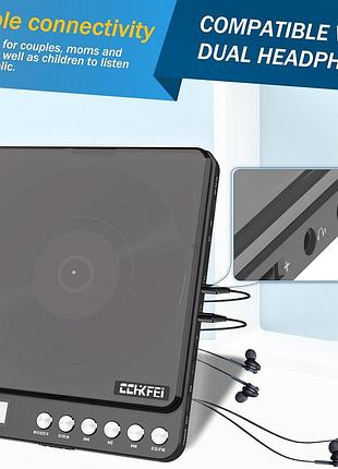 Портативный cd-плеер cchkfei cd player cd766bf bluetooth перезаряжаемый плеер с динамиком и fm радио 5