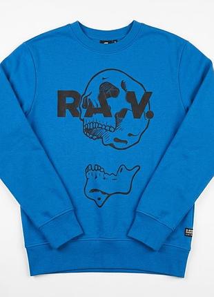 Синій чоловічий світшот g-star raw із чорним графічним принтом у вигляді черепа