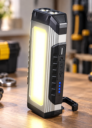 Аккумуляторная лампа с функцией powerbank 4000 маh / фонарик аккумуляторный с зарядкой от type-c / рабочая лампа k586 с power bank