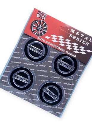 Наклейка на колесный диск/колпак d-60 мм nissan черная (к-кт 4 шт) sahler