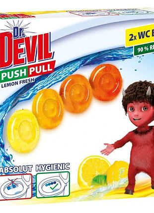 Туалетні блоки без кошика для унітазу dr.devil push pull лимонна свіжість 8595025835666 40 г 4808786