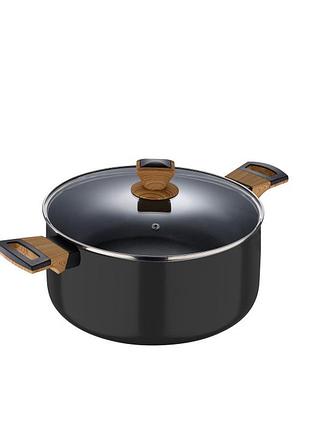 Каструля з кришкою bergner earth black bg-32037-bk 28 см 6 л чорна 4879686