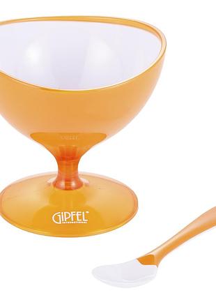 Креманка с ложкой gipfel lumino gp-9481 10х10 см оранжевая 4721747