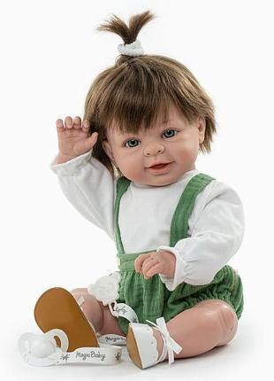 Испанская виниловая кукла девочка lamagik magic baby 47 см коллекционный новорождённый пупс с волосами и зелёными глазами с