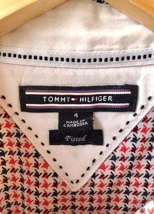 Tommy hilfiger рубашка по фигуре гусиная лапка красная белая чёрная4 фото