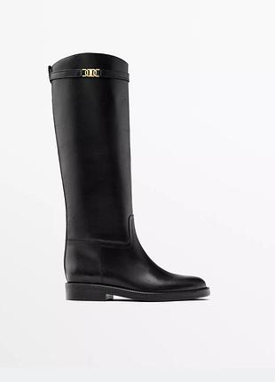 Massimo dutti шкіряні чоботи в жокейському стилі