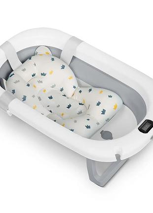 Складана ванночка дитяча з подушкою і термометром ricokids rk-282 біло-сіра (польща)
