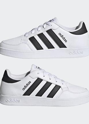 Білі дитячі кросівки adidas breaknet з чорними смужками