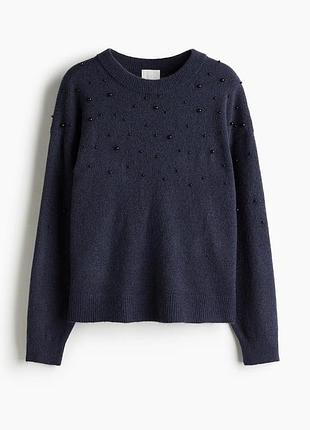 Синій светр h&m із перлинами, розмір xxl