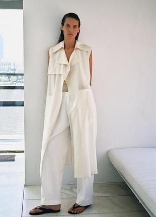 Довгий жилет жіночий білий zara new