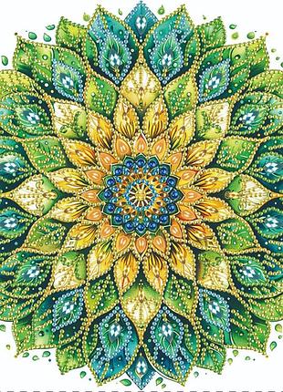 Алмазна мозаїка "синьо-зелена квітка" bh016, 25х25 см