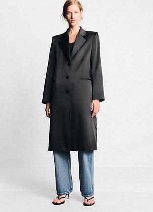 Атласна пальто жіноче чорне zara new