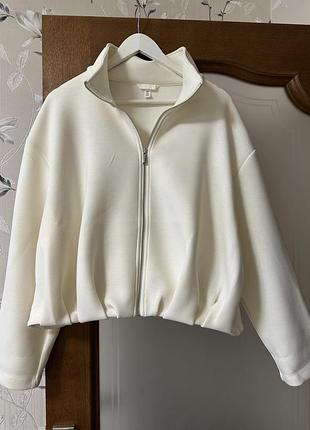 Бомбер, жакет, кардиган h&m;  кремовий колір, широкий комір-стійка