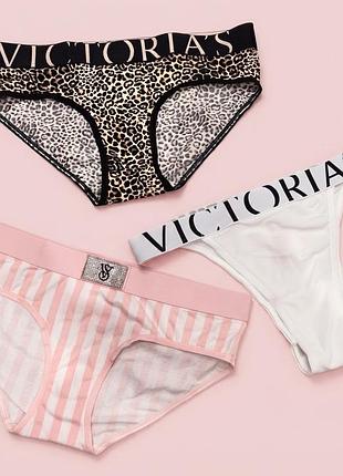 Набір трусиків victoria’s secret з лого резинкою трусики вікторія сікрет