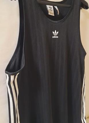 Чорна майка adidas originals з лампасами l/xl) — стан чудовий!