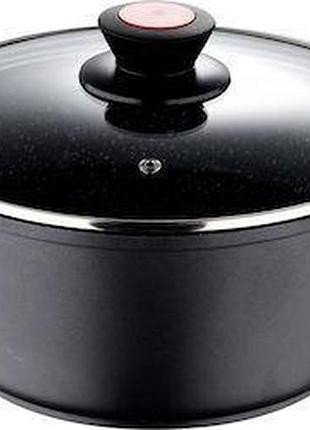 Каструля з кришкою bergner chroma bg-30116-bk 28 см 6 л чорна 4241032