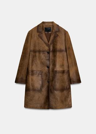 Тренч жіночий коричневий шкіряний zara new