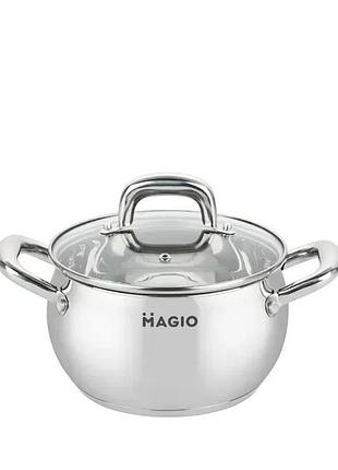 Каструля з кришкою magio mg-1206 24 см 6.1 л срібляста 5133592