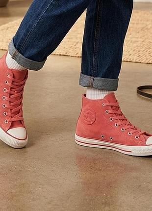 Женские замшевые кораллово-розовые кеды converse р.37 стелька 23см