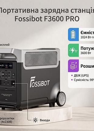 Портативна електростанція fossibot f3600 pro (3840 вт·год, 3600 вт) з функцією дбж (ups) та довгим терміном служби