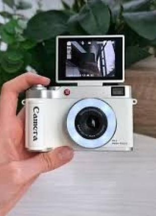 Цифровой ретро фотоаппарат 48 мп с автофокусом и кольцевой подсветкой, компактная камера для селфи и блогинга. флешка-512gb