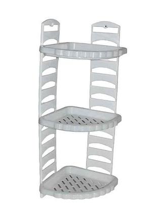 Полка для ванной угловая 3-х ярусная белая тм консенсус