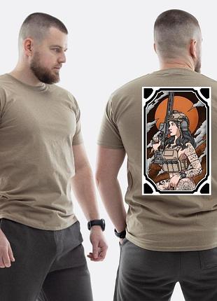 Мужская классическая футболка с принтом sunset goons военная девушка красная роспись бежевый m