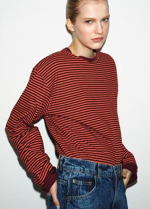 Лонгслів в смужку zara - s, m, l