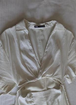 Біла льняна сукня zara 4