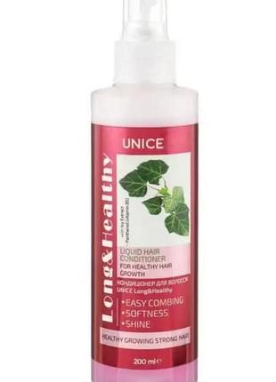 Рідкий кондиціонер спрей для волосся unice long & healthy, 200 мл з хмелем