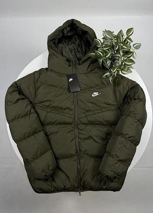 Пуховик nike storm-fit зелений вишите лого xxl
