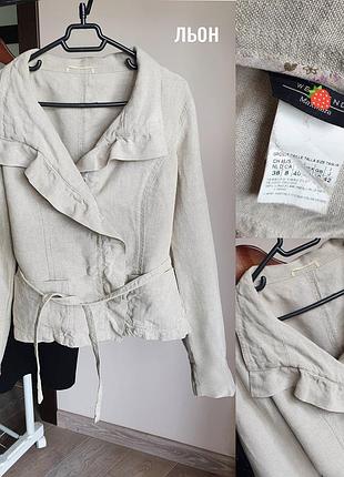 Лляний жакет maxmara weekend укорочений з  поясом