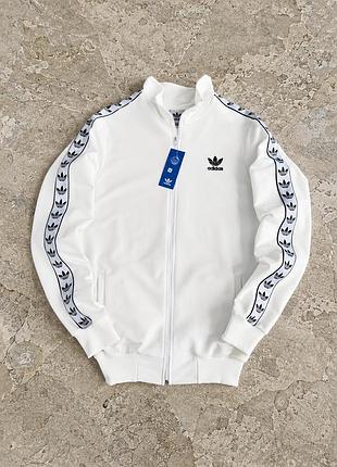 Біла кофта adidas на змійці, олімпійка адідас із вишивкою, весняна чоловіча майстерня без капюшона l