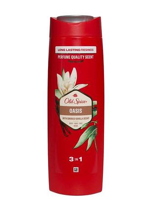Гель old spice для душа мужской 3 в 1 с ароматом дымной ванили oasis body hair face wash, 400 мл