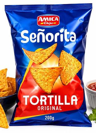 Чіпси amica chips кукурудзяні тортилья оригінальні señorita tortilla original, 200 г