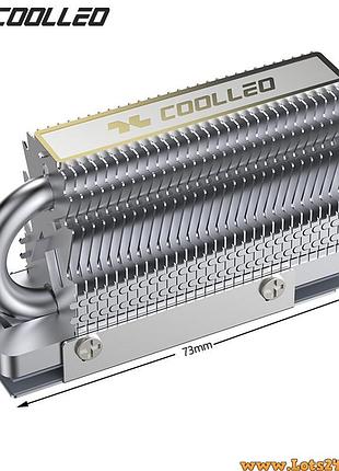 Радиатор охлаждения m2 coolleo hr-09 m.2 2280 ssd с aghp тепловой трубкой 6мм и термопрокладками алюминиевый