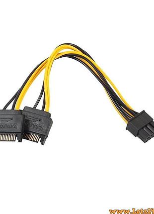 Перехідник розгалужувач 6 8 pin 2x sata pcie кабель живлення подовжувач для відеокарти перехідник 8 пін для відеоадаптера gpu