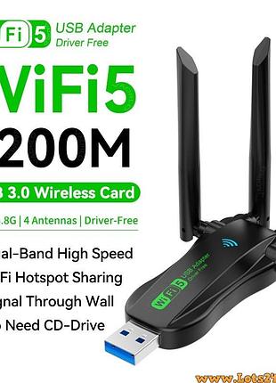 Двухдиапазонный wifi usb адаптер 1200 mbps 2.4ггц 5ггц usb 3.0 портативный внешний сетевая карта usb wifi 5g